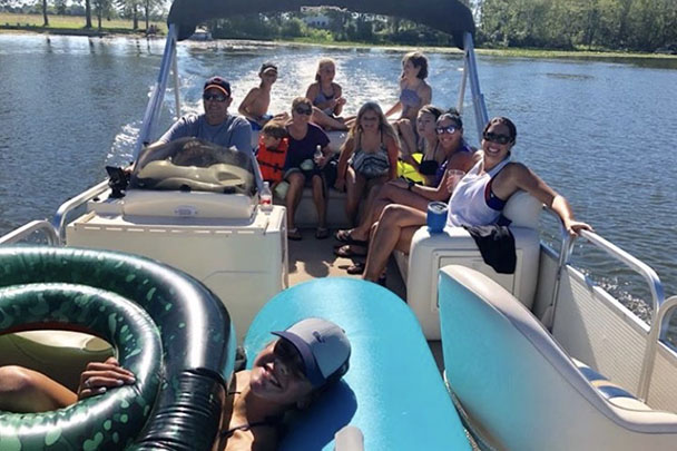 A group of people enjoying a boat ride