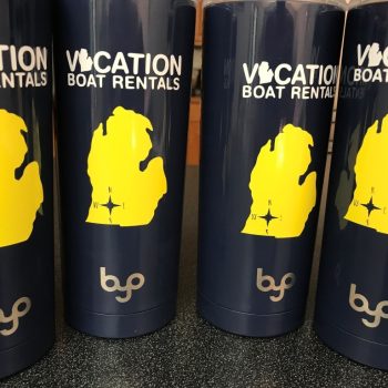 Tumblers featuring the phrase "Vacation Boat Rentals"